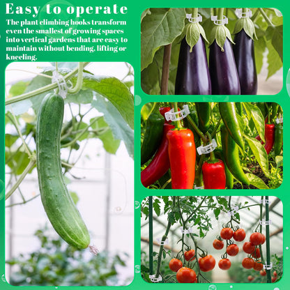 Chumia 120 Pcs Tomato Hooks with String, Plant Support Clips, Tomato Support Hook for Climbing Plants, Tomatoes Holder Hooks with 32.8ft Twine to Prevent Vegetable Fruit from Pinching or Falling Off