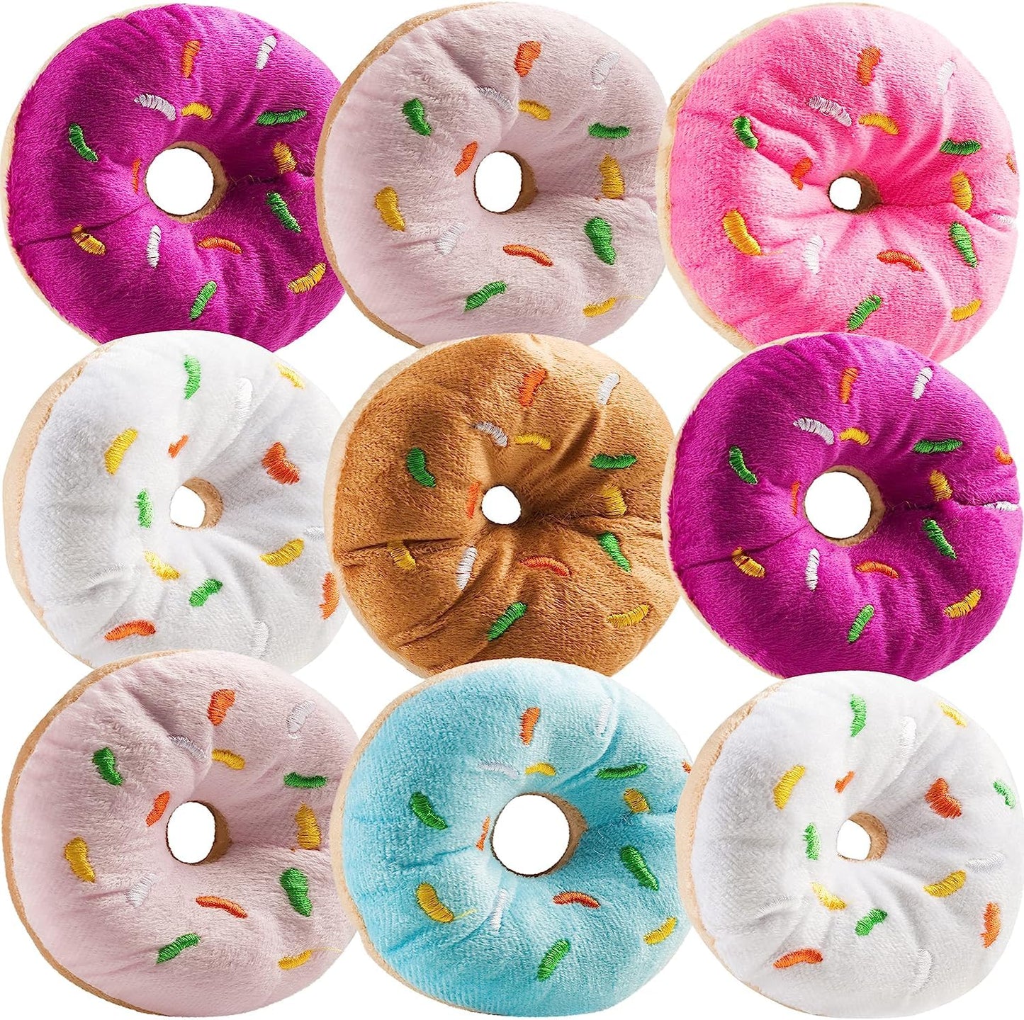 Bedwina Plush Donuts with Sprinkles - (Pack of 24) 1 Dozen Stuffed Donut Toy Party Favors, Donut Party Supplies Decorations for Kids