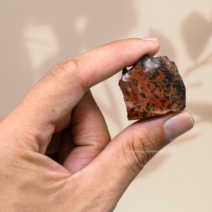 Amazing Gemstone 2 Pieces Mahogany Obsidian Raw Crystals and Healing Stones, Natural Rocks for Tumbling and DIY Raw Stones and Crystals