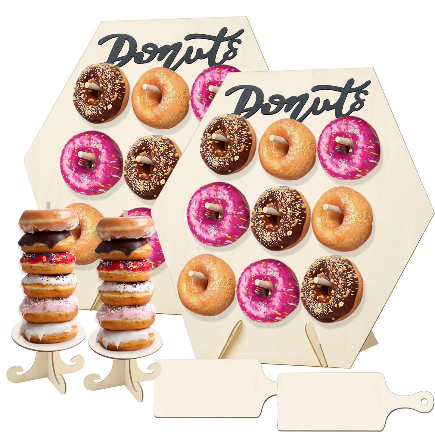 DSAZNIS 6 Pack Donut Stand Set Donut Wall Display Stand for Party Wooden Doughnut Board Holder for Dessert Table Baby Shower Wedding Birthday