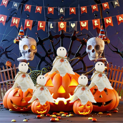 Ghost Halloween Tree Topper, Ghost Mini Christmas Trees Topper Halloween Ornaments, Spooky Decor Autumn Party Supplies (Cute, 3.78" * 3.78" * 7.28")