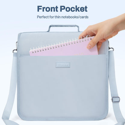 SUNEE Zipper Binder 3 Ring, 3 Inch O-Ring with Handle and Shoulder Strap, 600-Sheet Capacity, 5-Tab Expanding File Folder, Multi-Pockets for Middle School Organizer Binder with Zipper, Dusk Blue