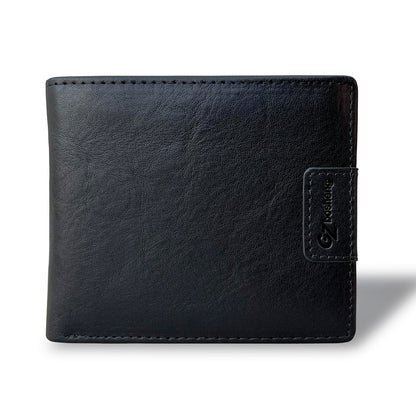 GZBOSHENG Mens Genuine Leather Bifold RFID Blocking Wallet for Men with 2 ID Window 9 Card Holders 2 cash pockets,Includes Gift Box for Father (Black)