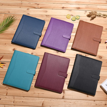 Wonderpool A4 PU Leather Portfolio Holder Ring File Document Case with Removable Binder Clipboard, Multi Pocket and Legal Pad for Business Organizer Interview and Meeting (Wine red)