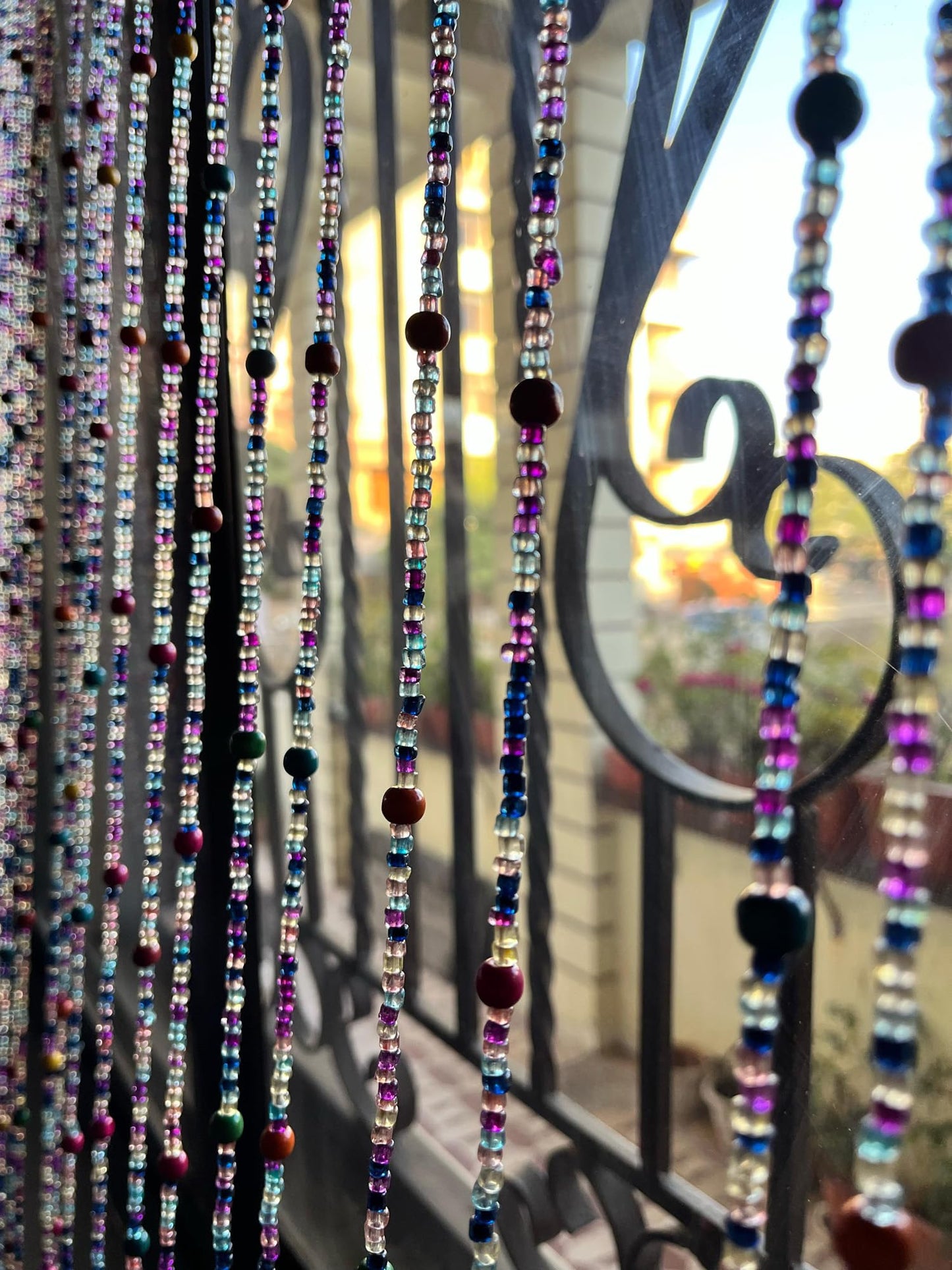 Mango Gifts Bohemian Hippy Beaded Curtain for Doorways Multicolour Glass Beads Strings for Window, Hallway Entrance,Wall Closet and Bedroom Decor 76" inch Length (25)
