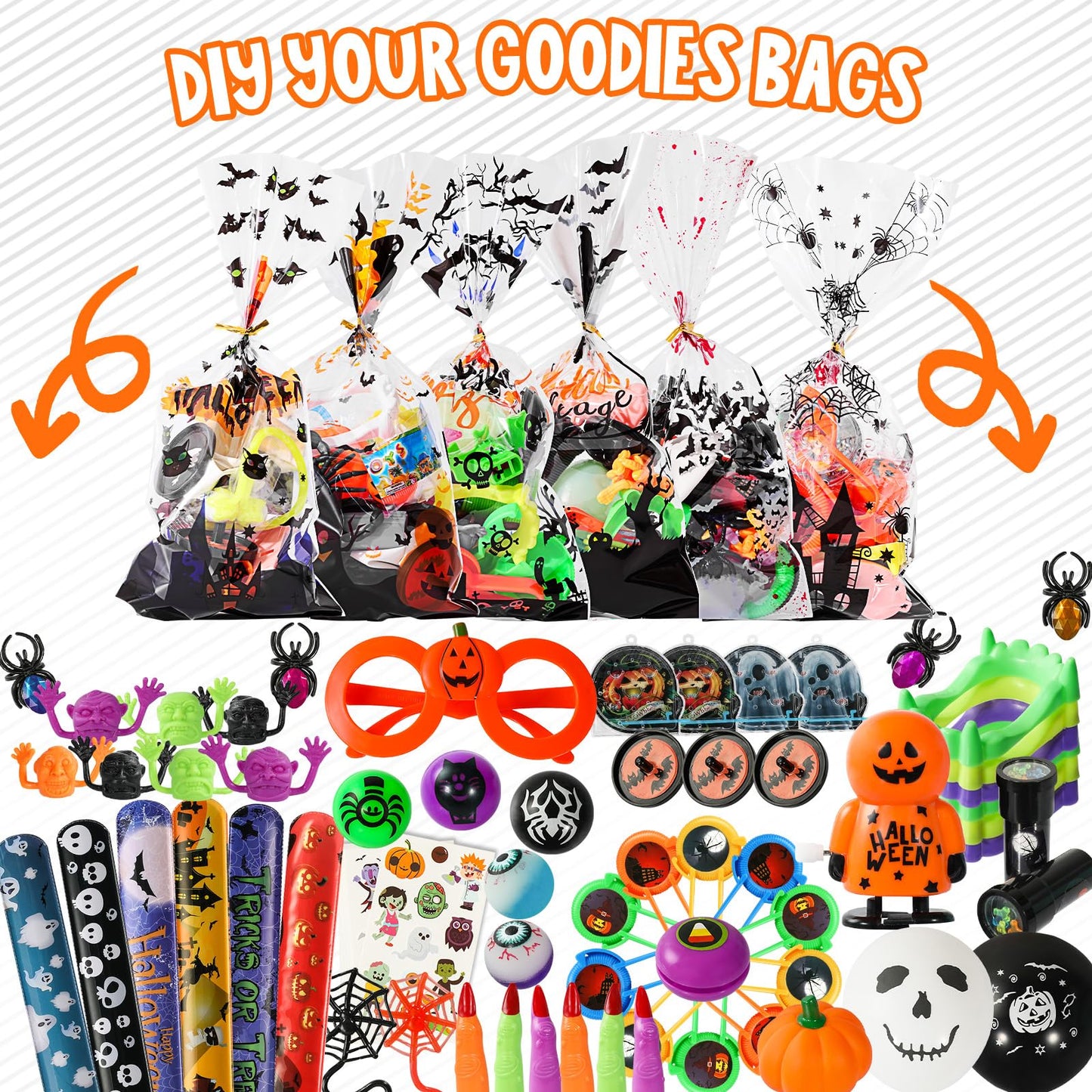 Max Fun 180pcs Halloween Party Toys Assortment for Kids Halloween Party Favors Prizes Box Toy Assortment Classroom (Large 180pcs party favors)