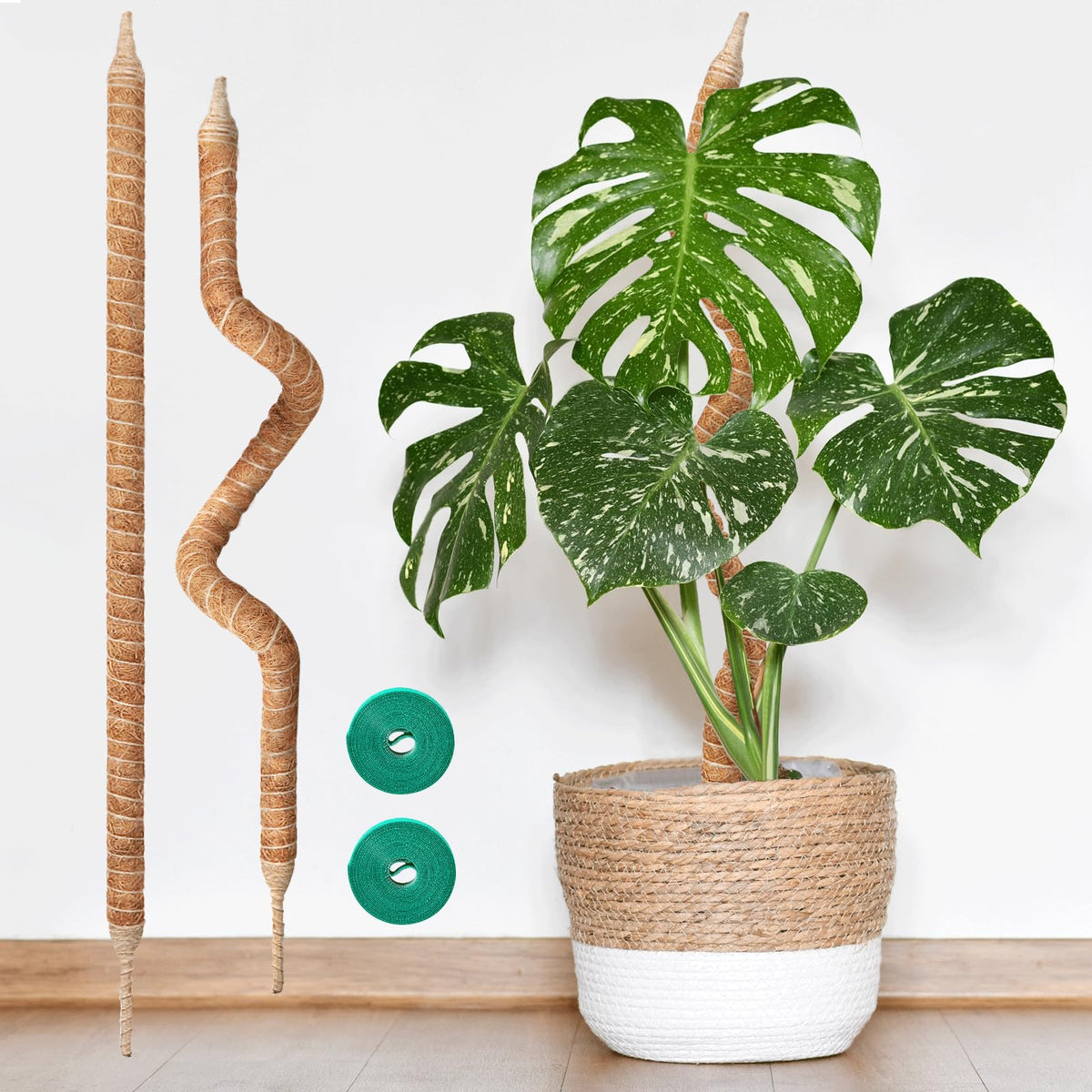 Vanut 2-Pack 28in Bendable & Sturdy Moss Pole for Climbing Plants, Coco Coir Plant Support Stakes for Monstera, Pothos Vines, Philodendron, Fishbone Cactus & Indoor Tropical Houseplants