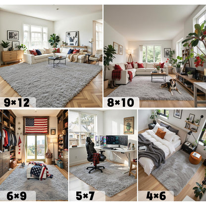 junhejiamei 8x10 Area Rugs for Living Room Bedroom Rug, Large Shaggy Soft Plush Furry Bedside Rug, Area Rugs for Home Decor (Light Grey, 8x10 Feet)