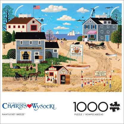 Buffalo Games Charles Wysocki - Nantucket Breeze - 1000 Piece Jigsaw Puzzle - 26.75 x 19.75 in - Full Color Poster - 1000 Piece Puzzle for Adults - Nautical Scene
