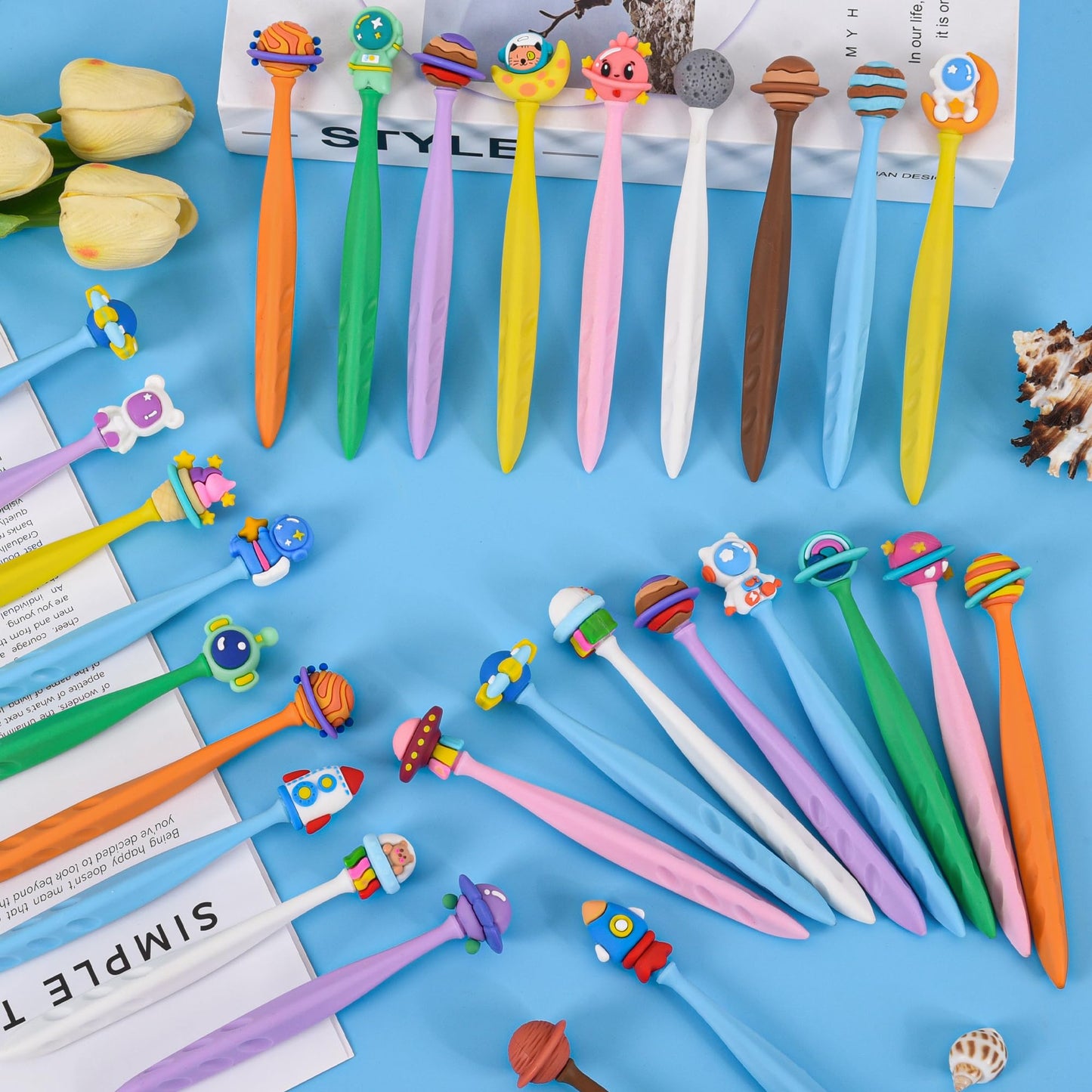 48 Pcs Cute Space Bobblehead Eraser for Pencils Kawaii Erasers Cute School Supplies Fun Planet Rocket Moon Spaceship Astronaut Shape Erasers Back to School Supplies Birthday Classroom Gifts