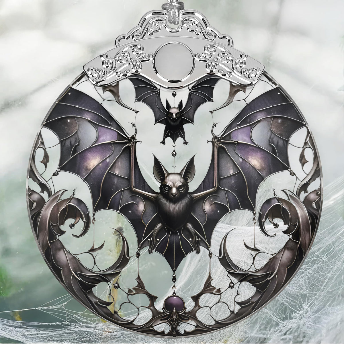 Bat Stained Glass Christmas Ornaments - Perfect for Holiday Party, Window & Tree Decor
