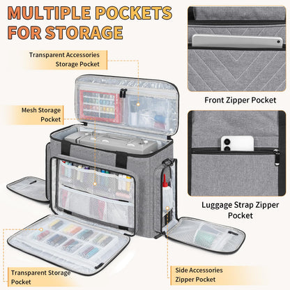 GMAK Sewing Machine Carrying Case, Sewing Machine Tote Bag with Removable Padding Pad, Universal Carrying Tote Storage Bags Stitching Case with Pockets for Most Standard Brother, Singer, Janome