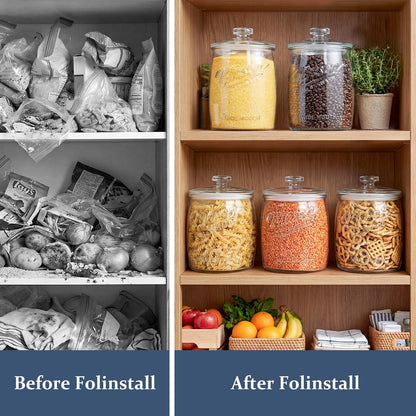 Folinstall Cookie Jar, 1/2 Gallon Glass Storage Containers with Airtight Lids, Wide Mouth Food Jars & Canisters for Kitchen, Pantry, Apothecary, Flour, Sugar, Sourdough Starter, Dog Treat, Half Gallon