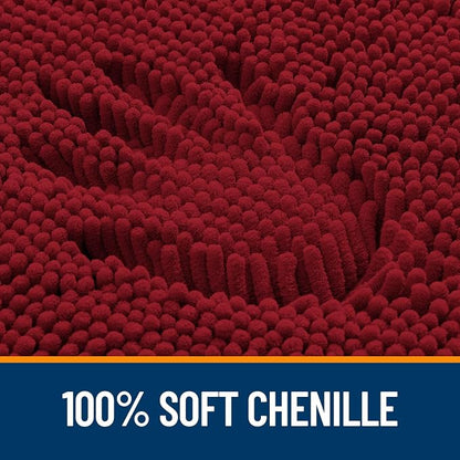 OLANLY Bathroom Rugs 30x18, Extra Soft Absorbent Chenille Bath Rugs, Rubber Backing Quick Dry, Machine Washable Bath Mats for Bathroom Floor, Tub and Shower, Home Decor Accessories, Red