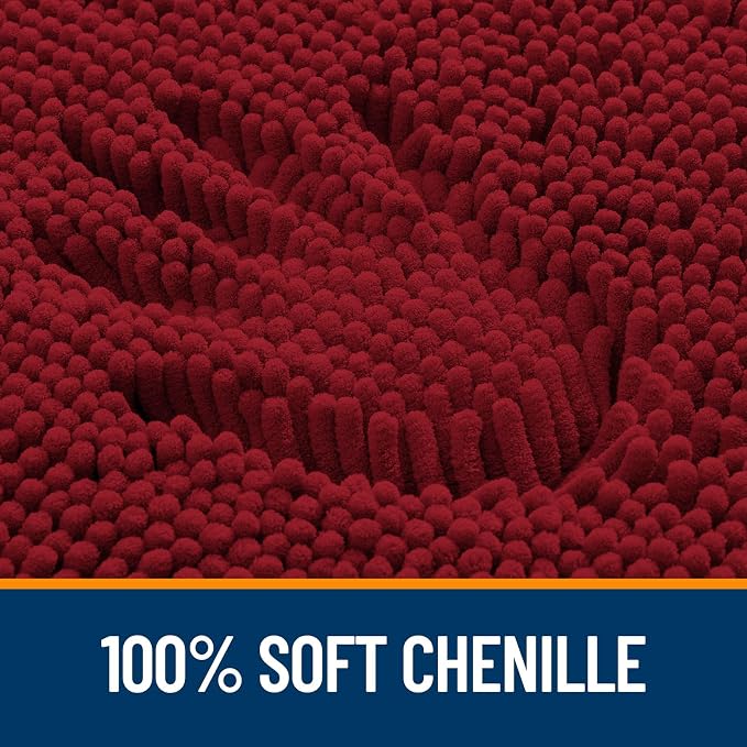 OLANLY Large Bathroom Rugs 59x35, Extra Soft Absorbent Chenille Bath Rugs, Rubber Backing Quick Dry, Machine Washable Bath Mats for Bathroom Floor, Tub and Shower, Home Decor Accessories, Red