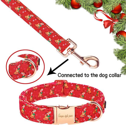 Unique style paws Christmas Dog Leash Matching Christmas elk Themed Collar for Dogs and Cats-XS