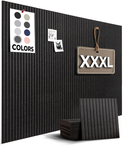 WALLHERO Large Bulletin Board, Tack Board, 59"x36" | 15 Pack | Wall Pin Board, Cork Board Alternative for Walls, Tablero de Corcho para Pared, Cord Board for Wall (Black Slats)