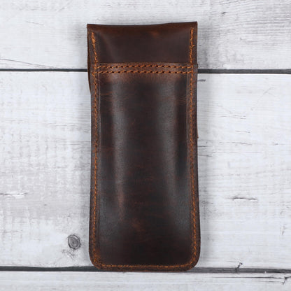 CestAntiQ Leather Pen Case - Handmade Executive Pen Holder - Professional Fountain Pen Organizer Pouch Brown