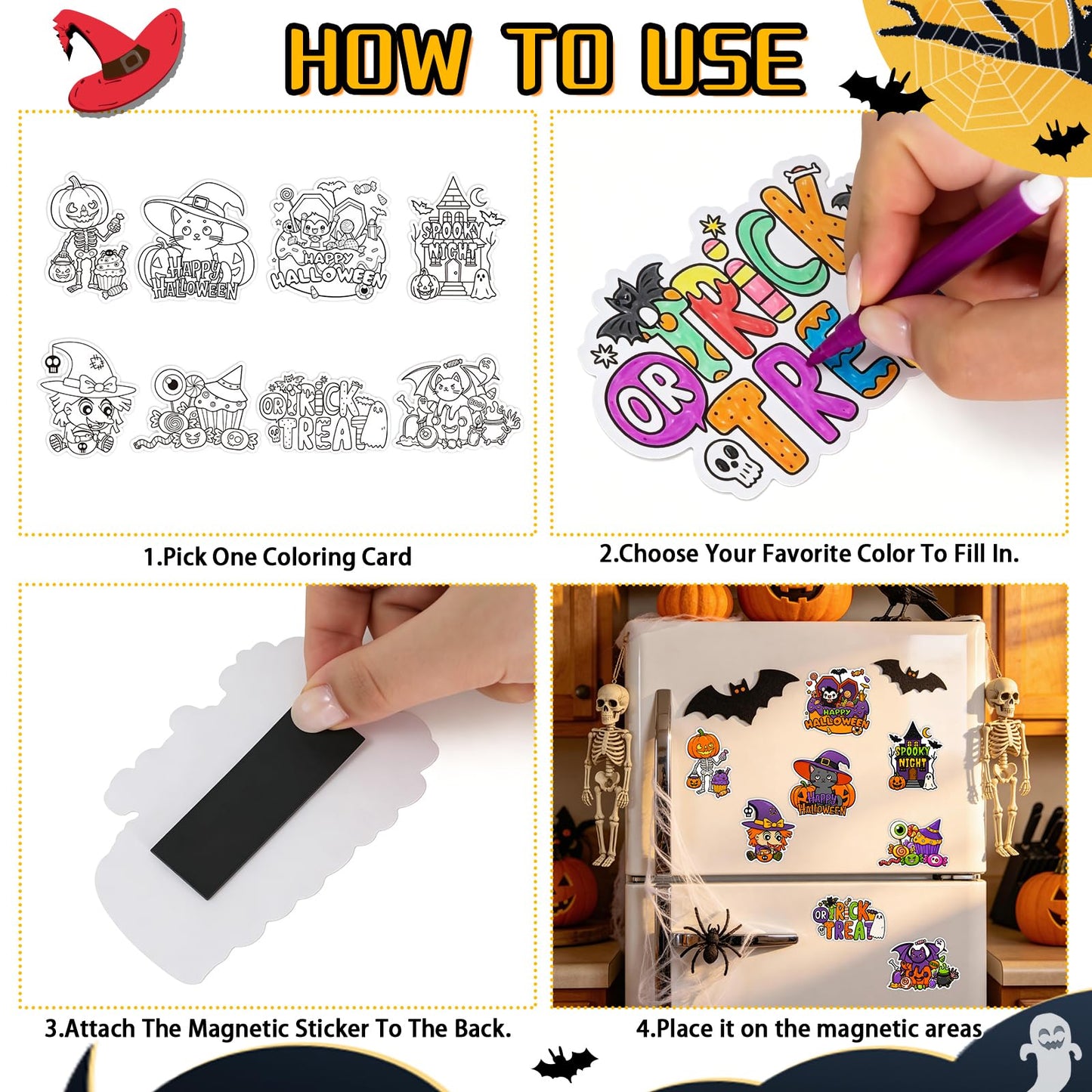 32 Pcs Halloween Crafts DIY Fridge Magnet Set Party Favors Decor Activity