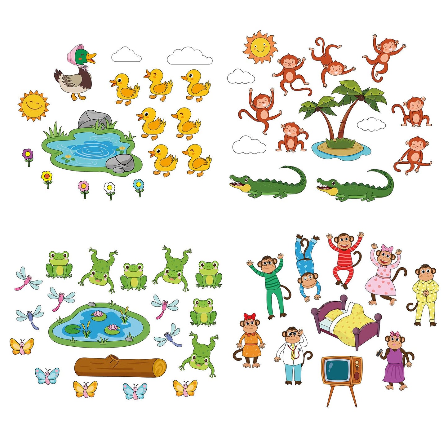 WovWeave 4 Set Felt Story Board Sets for Toddler Educational Storytelling Felt Book Board Stories for Preschool Learning Classroom Activity(Animals)