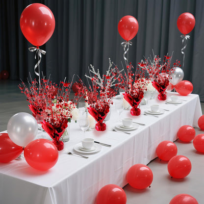 FUBININA 6 Pack Valentine's Day Table Centerpieces Metallic Red Foil Spray Centerpiece Star Table Decoration Burst for Birthday Wedding Memorial Christmas Anniversary Nye Party Supplies Decor