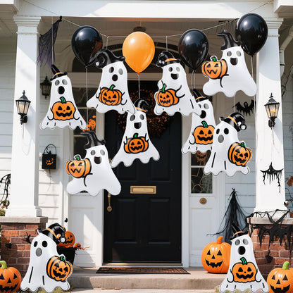Larber 12 Packs 16 Inches Halloween Inflatable Ghost Outdoor Decorations PVC Inflatable Hanging Ghost Ornaments Blow Up Ghost for Halloween Party Yard Garden Outdoor Decoration