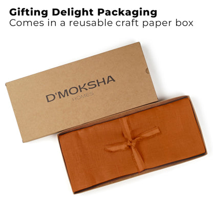 Classic Linen™ by D'Moksha Rust Table Runner 48 Inches, 100% Pure Linen, Coffee Table Runner, 14 x 48 Inch for Dresser Tables- Summer, Father's Day