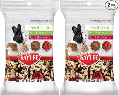 Kaytee Small Animal Treat Stick with Superfoods, Strawberry & Flax Seed, 5.5 oz (Pack of 2)