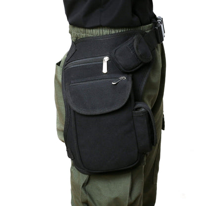 SEALINF Canvas Waist Bag Fanny Pack Racing Drop Leg Outdoor Bag (Black)