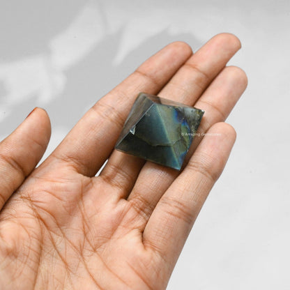 Amazing Gemstone Labradorite Pyramid Crystal Healing Stones - 1" Great Pyramid Figurine of Natural Stone Pyramid for Meditation, Reiki, Chakra Balancing and Crystal Pyramids Grid