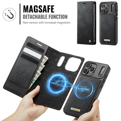 PlusnapX Wallet Case for iPhone 17 Pro Max Compatible with Magsafe, 2-in-1 PU Leather Flip RFID Blocking Card Holder Stand Shockproof Magnetic Detachable Cover for iPhone 17 Pro Max Case 6.9", Black