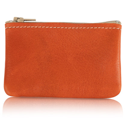 Genuine Leather Small Zipper Pouch Coin Purse for Women Change Holder for Men Size 4 x2.5 Made in U.S.A