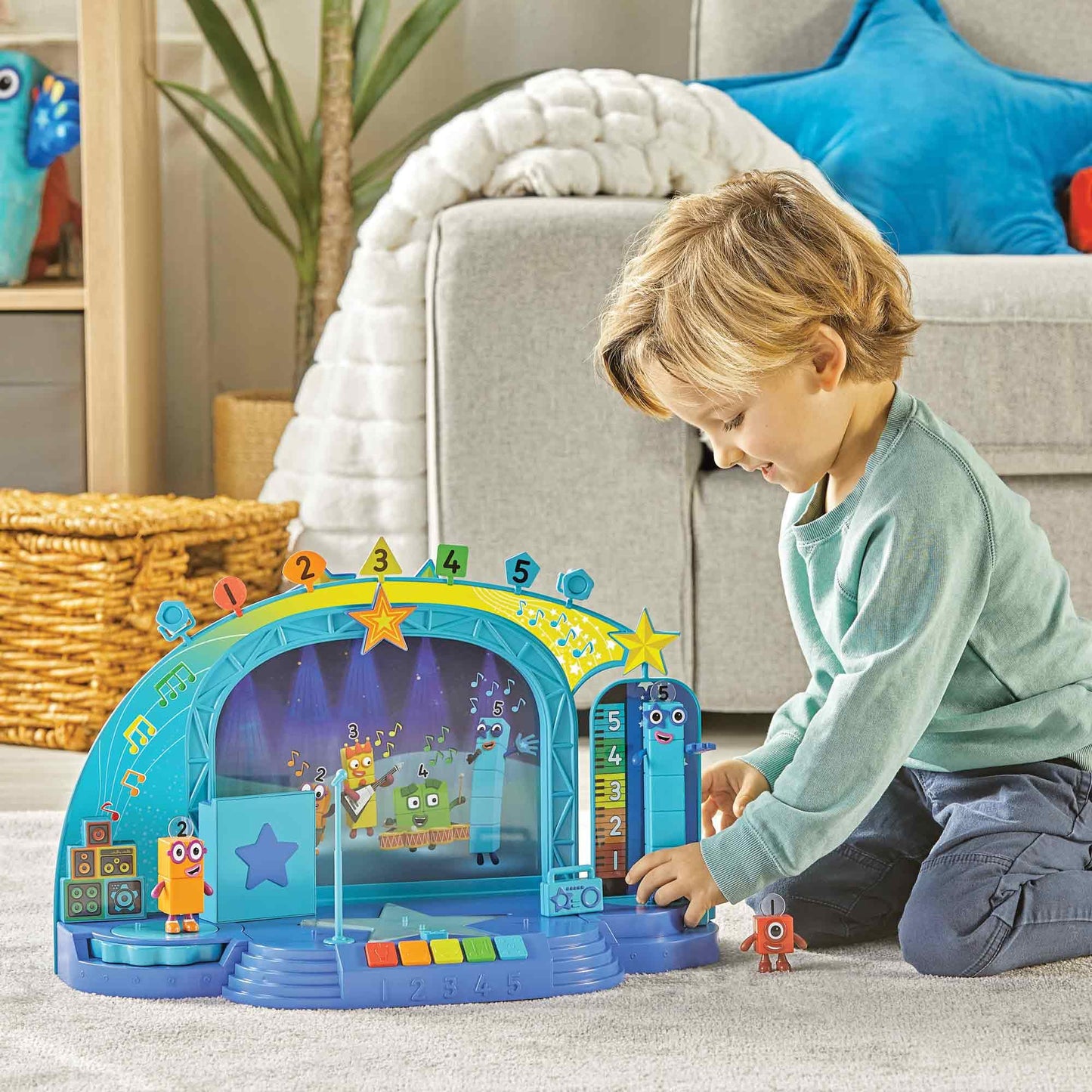 hand2mind Numberblock Five’s Musical Superstar Stage, Play Figure Playsets, Toddler Music Toys, Number Toys, Counting Toys, Math Toys for Kids 3-5, Preschool Learning Toys, Birthday Gifts for Kids
