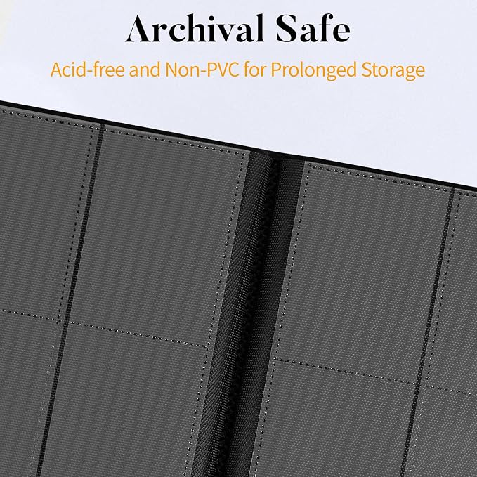 Heavy Duty Card Binder, Fabmaker 9 Pocket Trading Card Binder Holds 360 Cards, Sleek Side-Loading Card Album, Sturdy Card Collection Folder for Game Cards, Sport Cards, Yellow