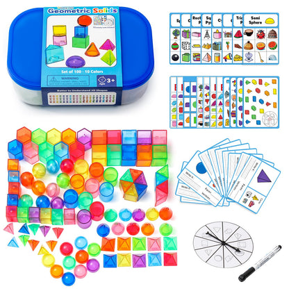 Odoorgames 100 Pcs Translucent Bear Counters - 100 Pcs 3D Shapes for Teaching - Geometric Solids and Geometry Manipulatives for Classroom - Enhance Learning Experience