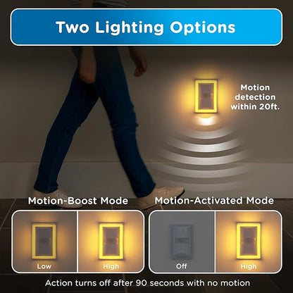 Enbrighten SleepLite Motion Sensor Night Lights Plug Into Wall Nightlight Amber Light Bathroom Bedroom Kitchen Nursery Kids Adults White