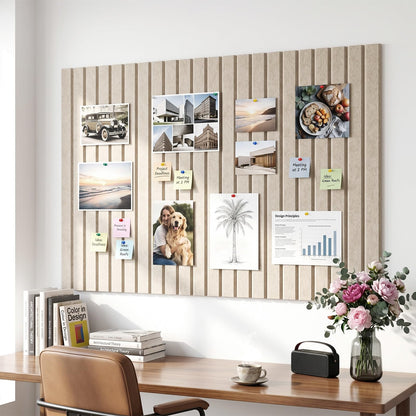 Kuyeyzu 12 Pack Felt Slatted Bulletin Board 11.8x11.8 Inches Alternative to Cork Boards for Walls with 60 Adhesive Tabs and Pushpins for Office Home Room Decor