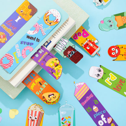 Fainne 108 Pieces Scented Scratch and Sniff Bookmarks for Kids Snack Fruit Scented Bookmarks Funny Classroom Smelly Bookmark for Students Teenager School Office Home, 12 Style
