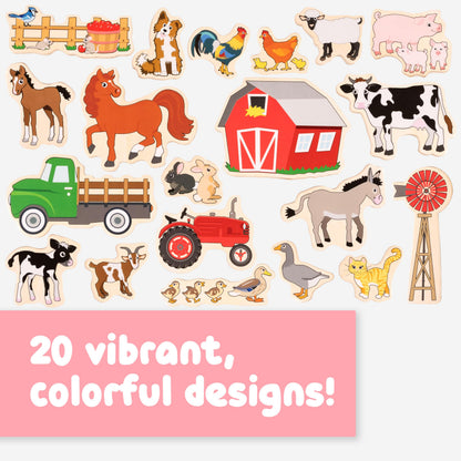 Spark & Wow Wooden Magnets | Farm | Magnets for Kids Ages 2+ | Open-Ended Play | Adhere to Fridges, Whiteboards and More