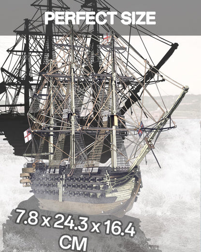 Piececool 3D Metal Puzzles for Adults, HMS Victory Battleship Model Kits Crafts for Adults to Build DIY Models Puzzles, Ideal Creative Great Gift for Family Time Home Decor- 389Pcs