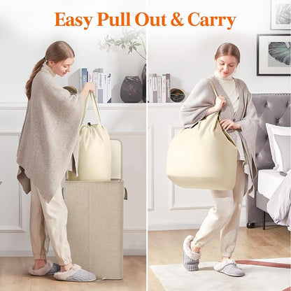 Lifewit Single Laundry Hamper with Lid and Removable Laundry Bags, Large Collapsible 1 Dividers Dirty Clothes Basket with Handles for Bedroom Laundry Room Closet Bathroom College, 100L Beige