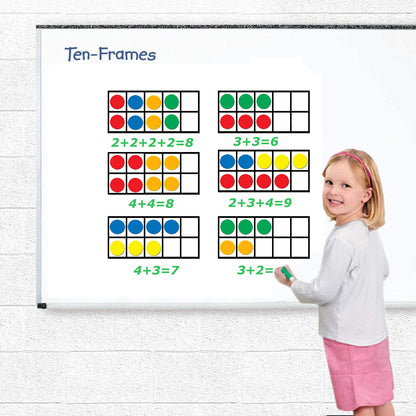 BAIVYLE Foam Magnetic Ten Frame Set for Toddlers - 5 Ten Frames with 55 Magnetic Counters | Math Manipulative for Addition, Subtraction & Number Sense | Classroom & Homeschool Supplies