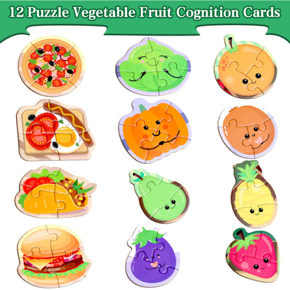 Magnetic Puzzles for Kids Ages 1-3, Travel Toddler Puzzles Ages 2-4 Year, Food Activities Toy for Boys & Girls 3-5 yo - Learning Magnet Gift for Road Trip