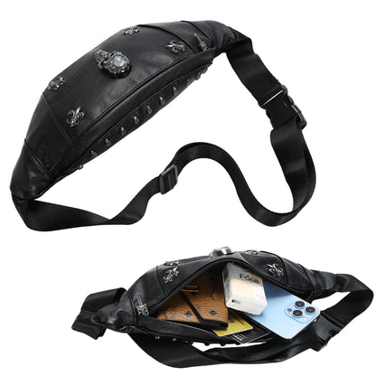Skull Fanny Pack, Skeleton Waist Bag Multifunction PU Leather Hip Bum Bag,Gothic Fanny Bag for Men and Women,Skull Bumbags with Sturdy Zippers (Color 5)