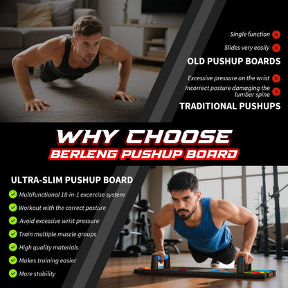 Solid Push Up Board 15 in 1 Home Workout Equipment Multi-Functional Pushup Stands System Fitness Floor Chest Muscle Exercise Professional Equipment Burn Fat Strength Training Arm Men & Women Weights