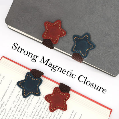 QUYANGCHIFENG 2pcs Magnetic Leather Bookmarks, Handmade Magnet Bookmark, Suitable for Women, Men, Students,Teachers and Other Reading Enthusiasts, Gifts Set for Book Lovers