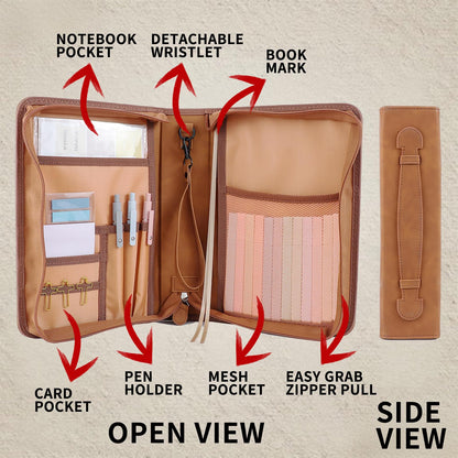 Leather Bible Cover Case with Durable Handle Quilted, Bible Journaling Kit, Bible Study Supplies & Christian Gift for Women and Teens