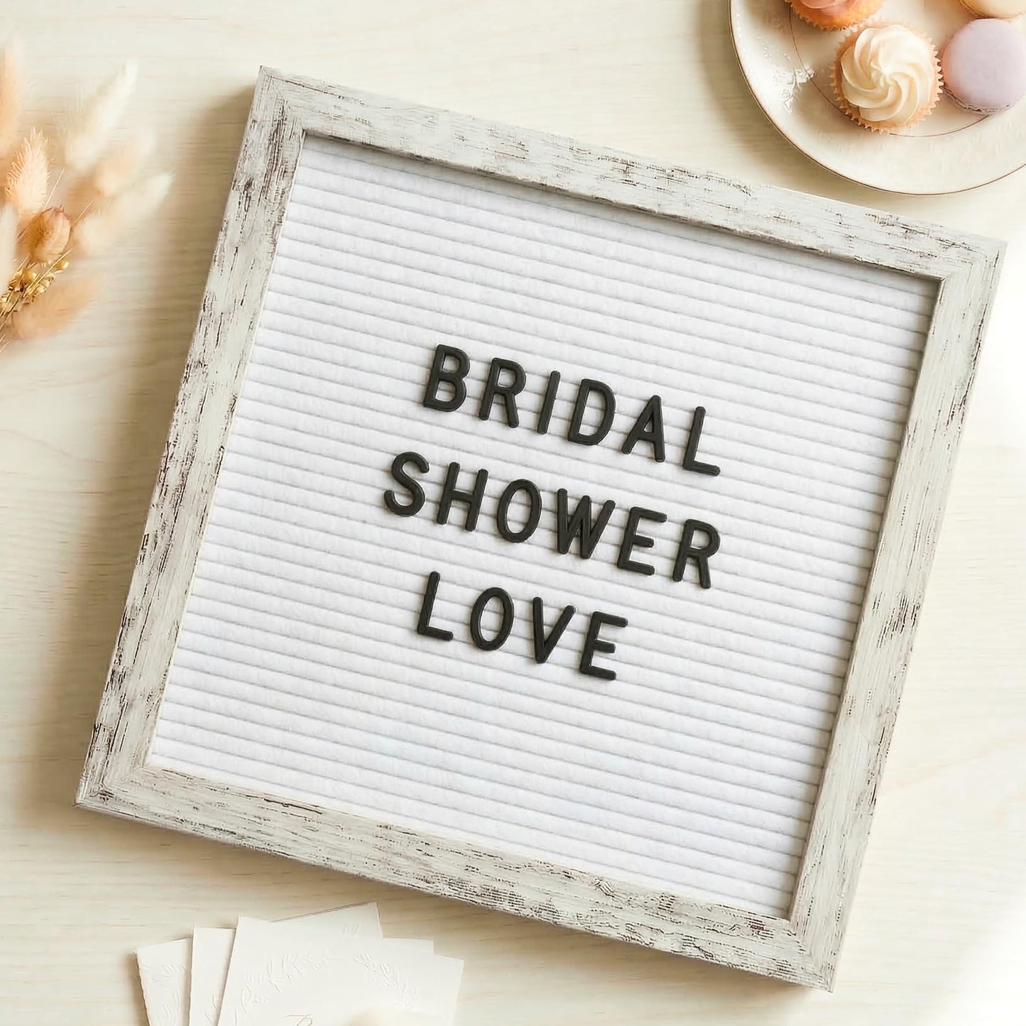 C CRYSTAL LEMON Rustic White Felt Letter Board 10x10 Inch, 336 Letters Numbers & Symbols, Changeable Message Board with Wooden Frame, Wall Mount or Stand