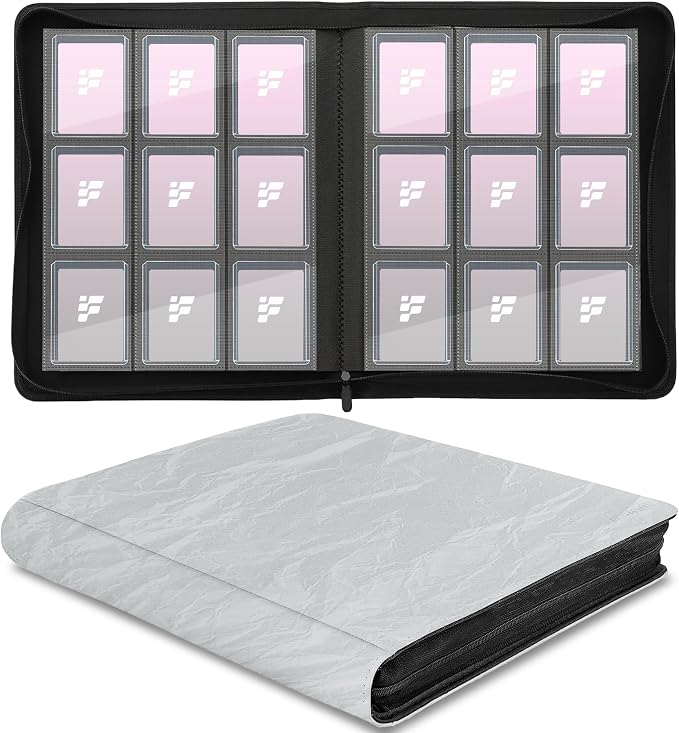 Top Loader Binder,Holds 288 Cards in 3"x4" Toploaders, Trading Card Binder 9 Pocket for TCG, MTG, YGO, Game Cards, Sports Cards(Silver gray)