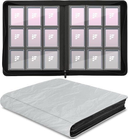 Top Loader Binder,Holds 288 Cards in 3"x4" Toploaders, Trading Card Binder 9 Pocket for TCG, MTG, YGO, Game Cards, Sports Cards(Silver gray)